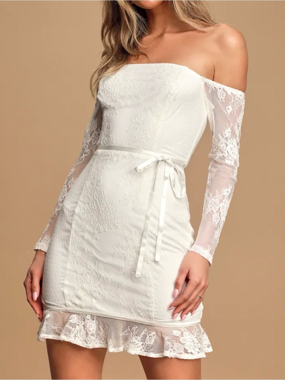 Lulu’s Ties To my Heart Ivory Mini Dress